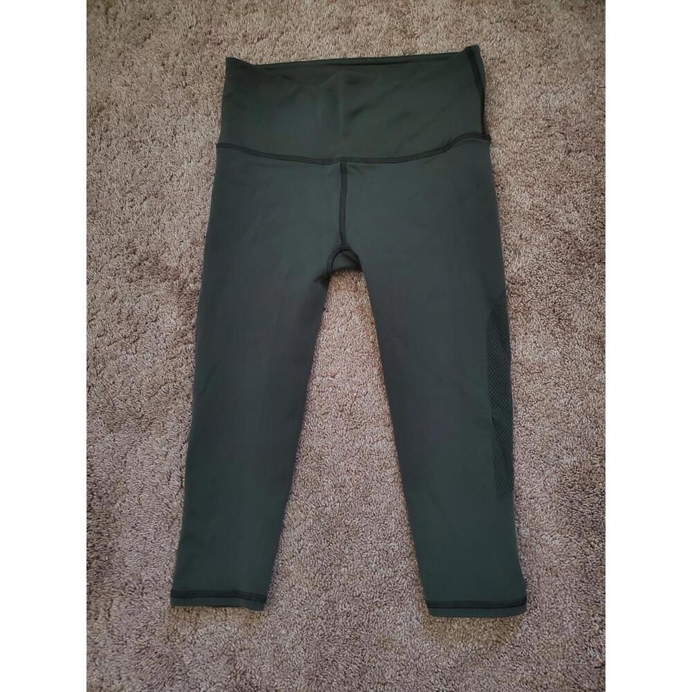 Lululemon Reveal Crop Tight 15'' Dark Green Size Small High-Rise Leggings Mesh